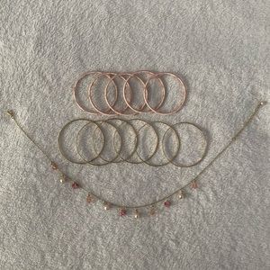 Pink and gold bangle and necklace set